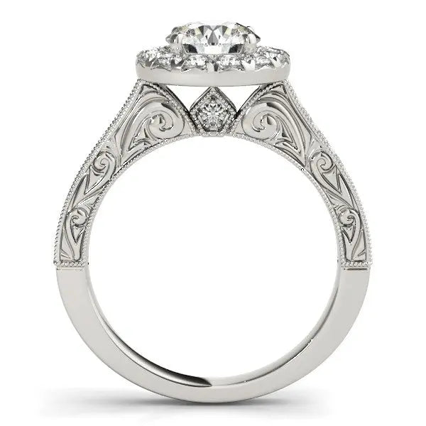 14k White Gold Round Diamond Engagement Ring with Stylish Shank (1 5/8 cttw) RCJ