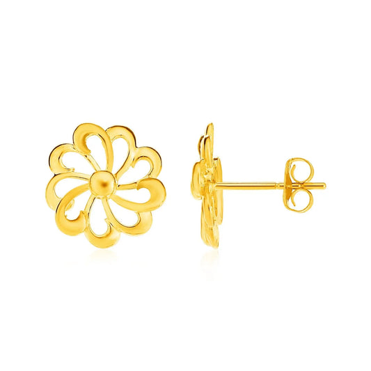 14k Yellow Gold Post Earrings with Flowers RCJ