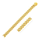 14k Yellow Gold 8 1/2 inch Wide Polished Curb Chain Bracelet (13.50 mm) RCJ