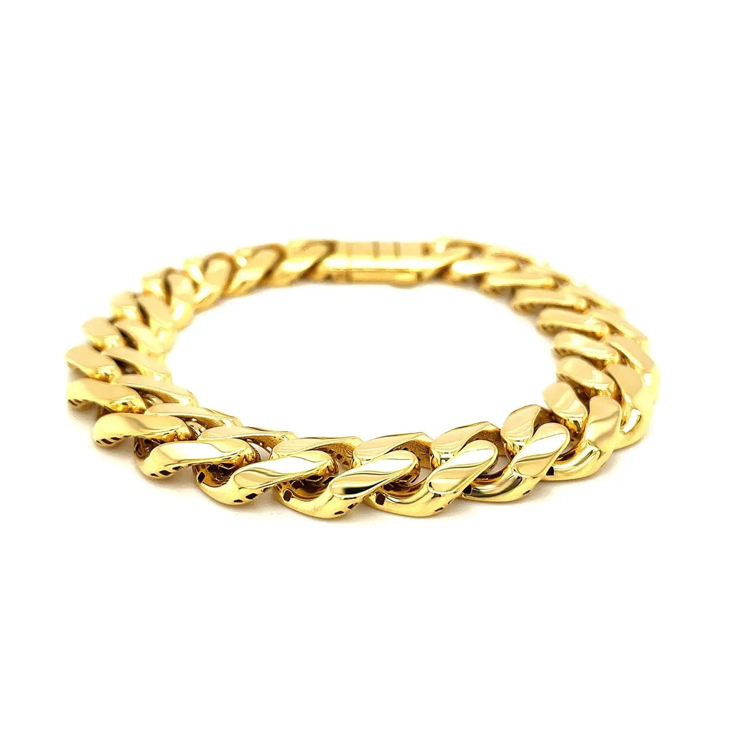 14k Yellow Gold 8 1/2 inch Wide Polished Curb Chain Bracelet (13.50 mm) RCJ