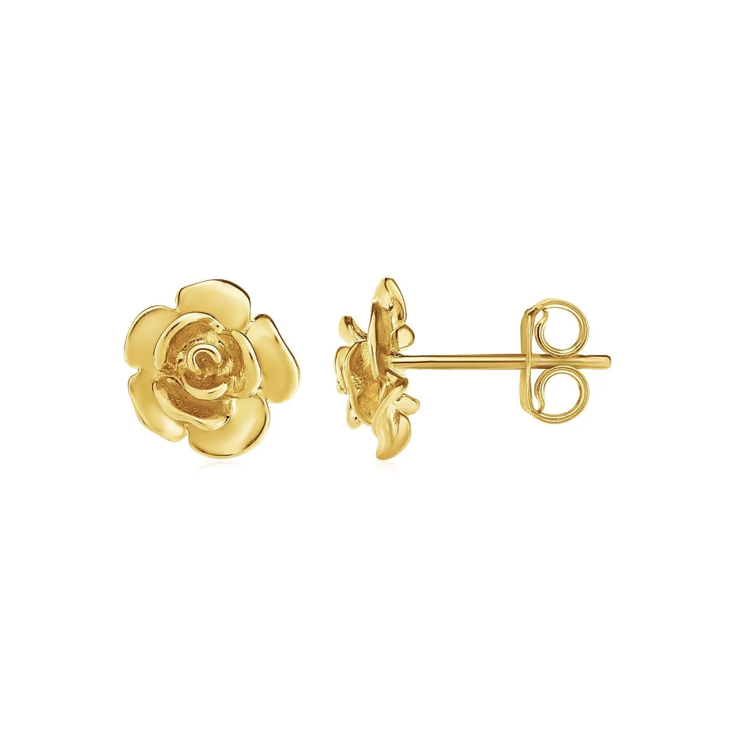 14k Yellow Gold Post Earrings with Roses(9.2mm) RCJ