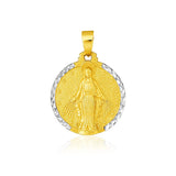 14k Two Tone Gold Round Religious Medal PendantMonde Trend