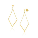 14k Yellow Gold Diamond Shape Chain Drop Earrings RCJ