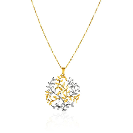 14k Two-Tone Yellow and White Gold Tree of Life PendantMonde Trend