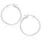 10k White Gold Polished Hoop Earrings (1.5x25 mm)Monde Trend