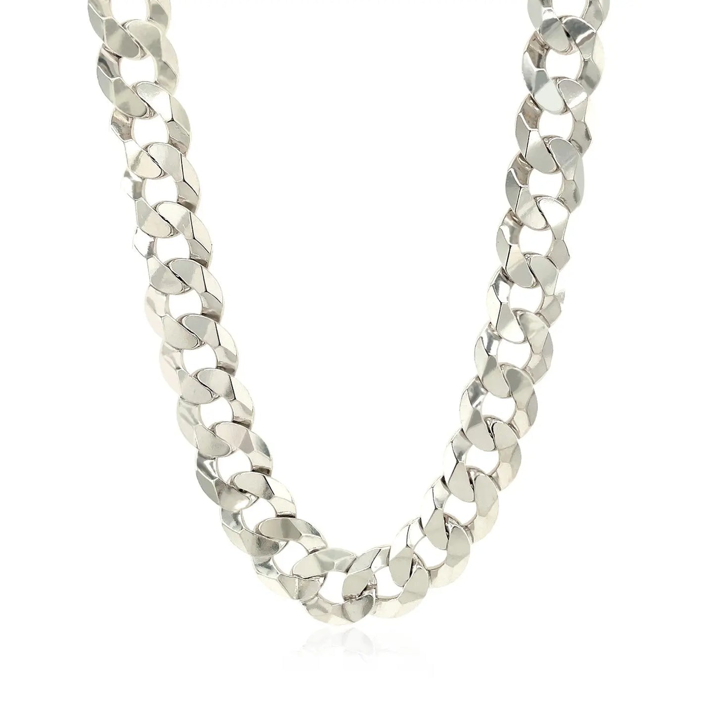 Rhodium Plated Sterling Silver Curb Style Chain (10.20 mm) RCJ