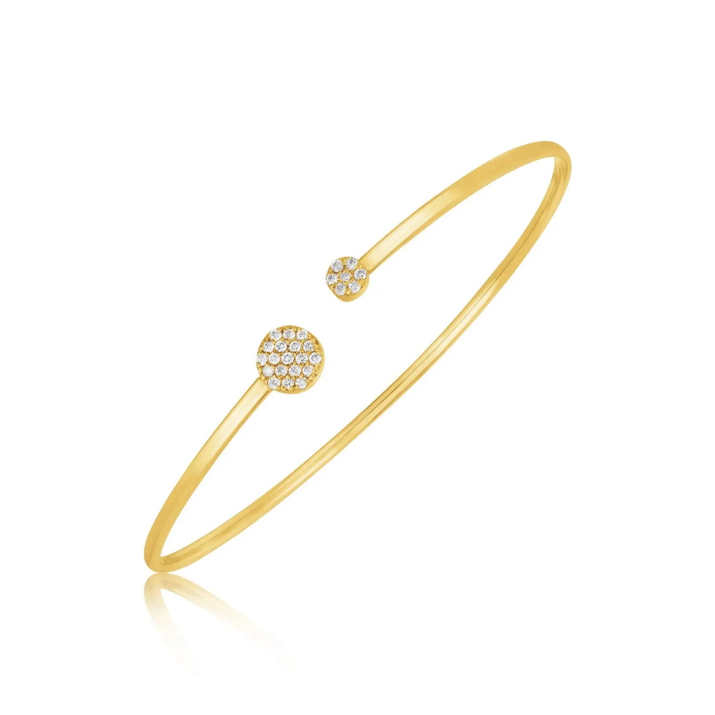 14k Yellow Gold High Polish Diamond Cluster Bangle (2.00 mm) RCJ