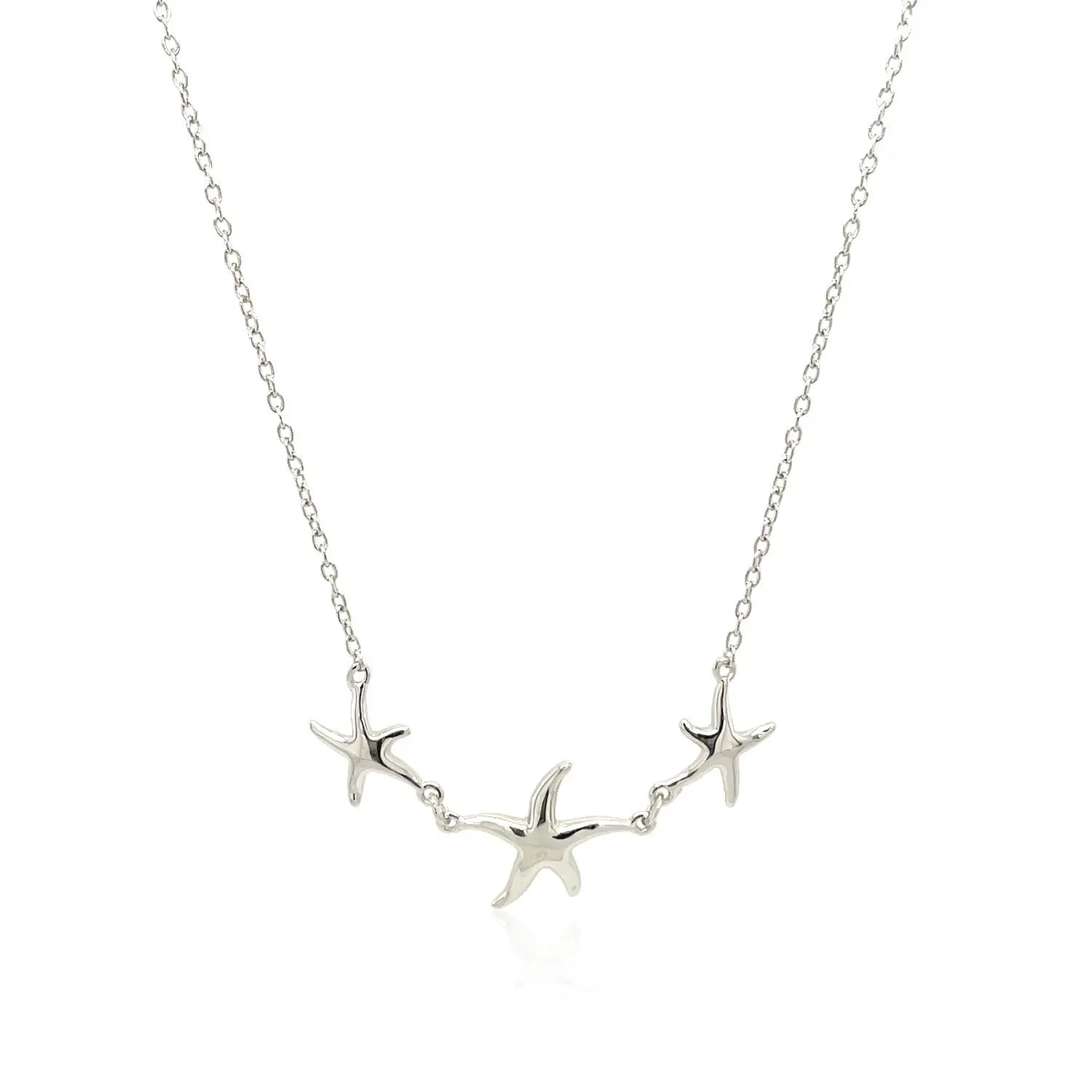 Sterling Silver Necklace with Three Starfish RCJ