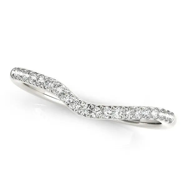 14k White Gold Curved Pave Diamond Wedding Ring (1/4 cttw)Monde Trend