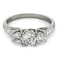 14k White Gold Trellis Set 3 Stone Round Diamond Engagement Ring (1 1/8 cttw) RCJ