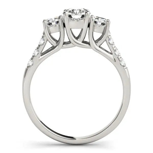 14k White Gold Trellis Set 3 Stone Round Diamond Engagement Ring (1 1/8 cttw) RCJ