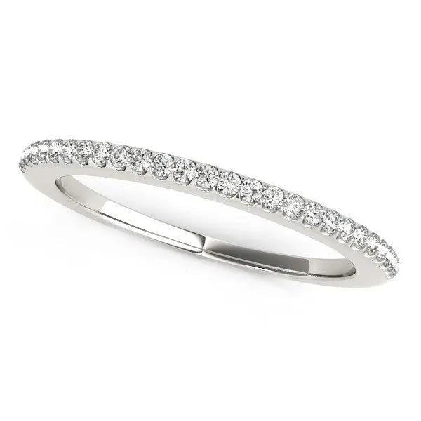 14k White Gold Pave Scallop Setting Diamond Wedding Band (1/8 cttw)Monde Trend