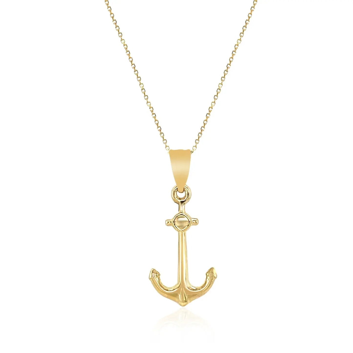 14k Yellow Gold Cable Chain with Anchor Pendant RCJ