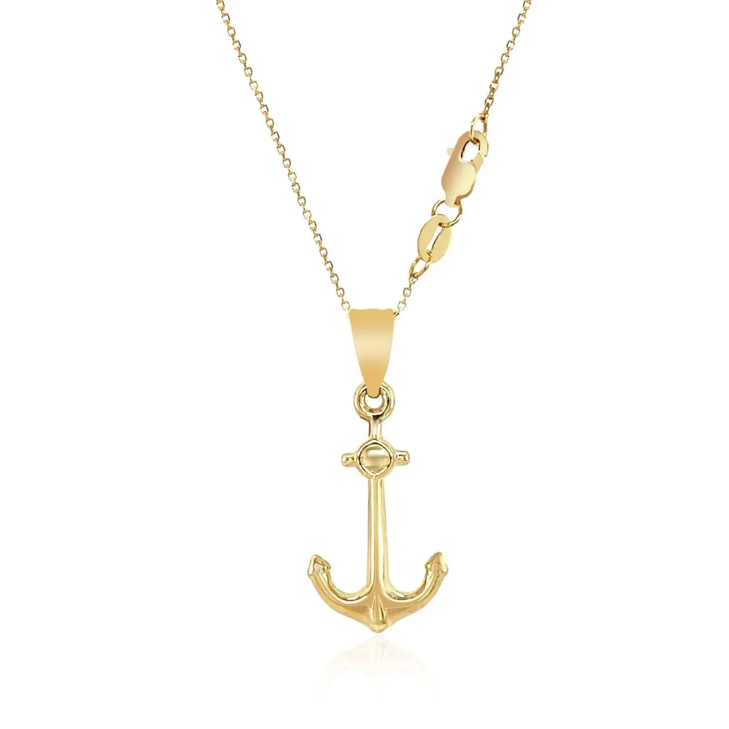 14k Yellow Gold Cable Chain with Anchor Pendant RCJ