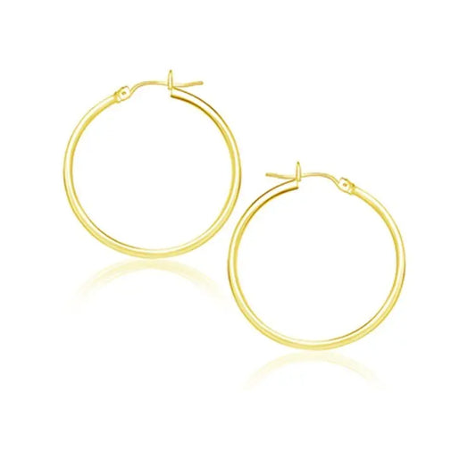 10k Yellow Gold Polished Hoop Earrings (2x25mm)Monde Trend