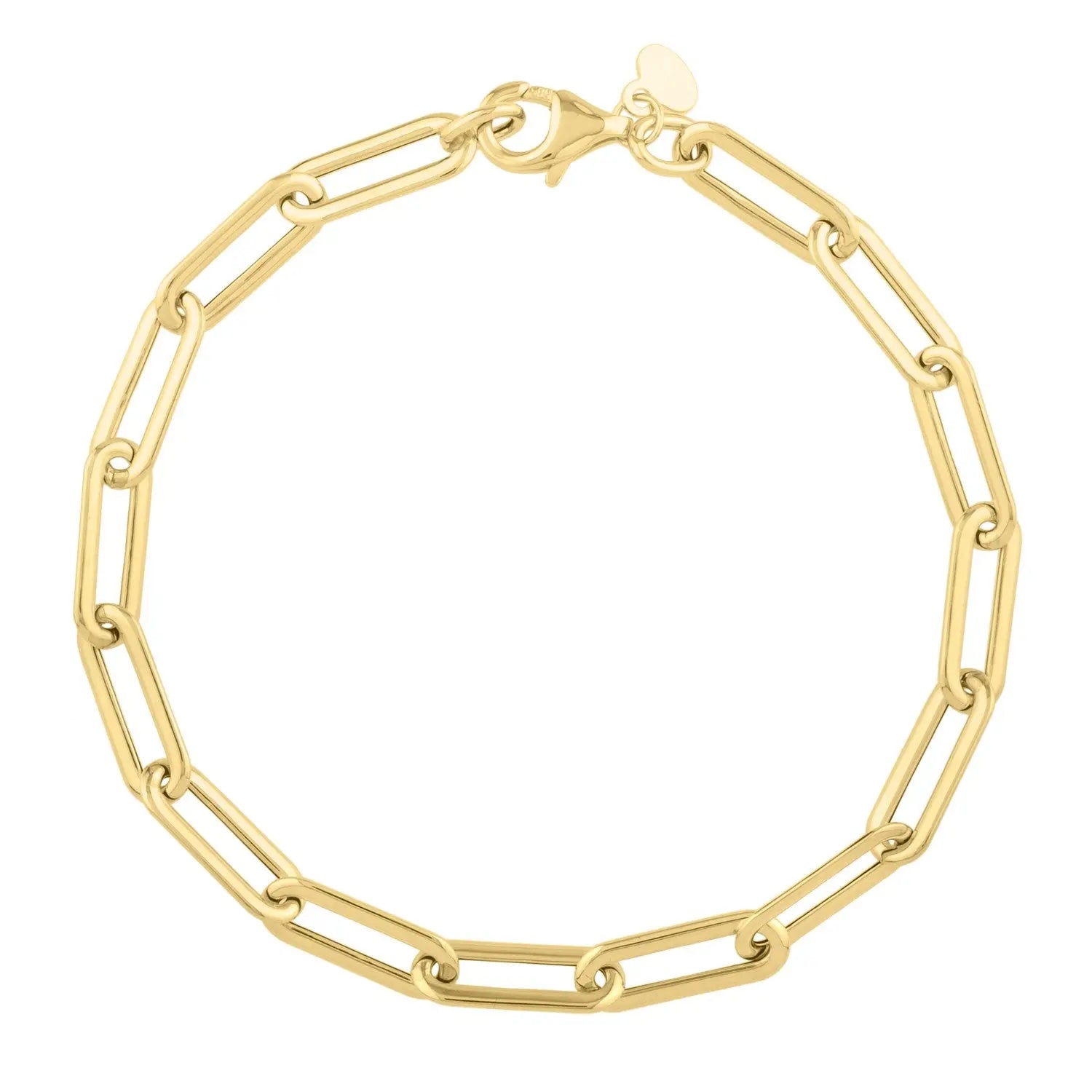 14k Yellow Gold Long Domed Paperclip Chain Bracelet (4.80 mm) RCJ