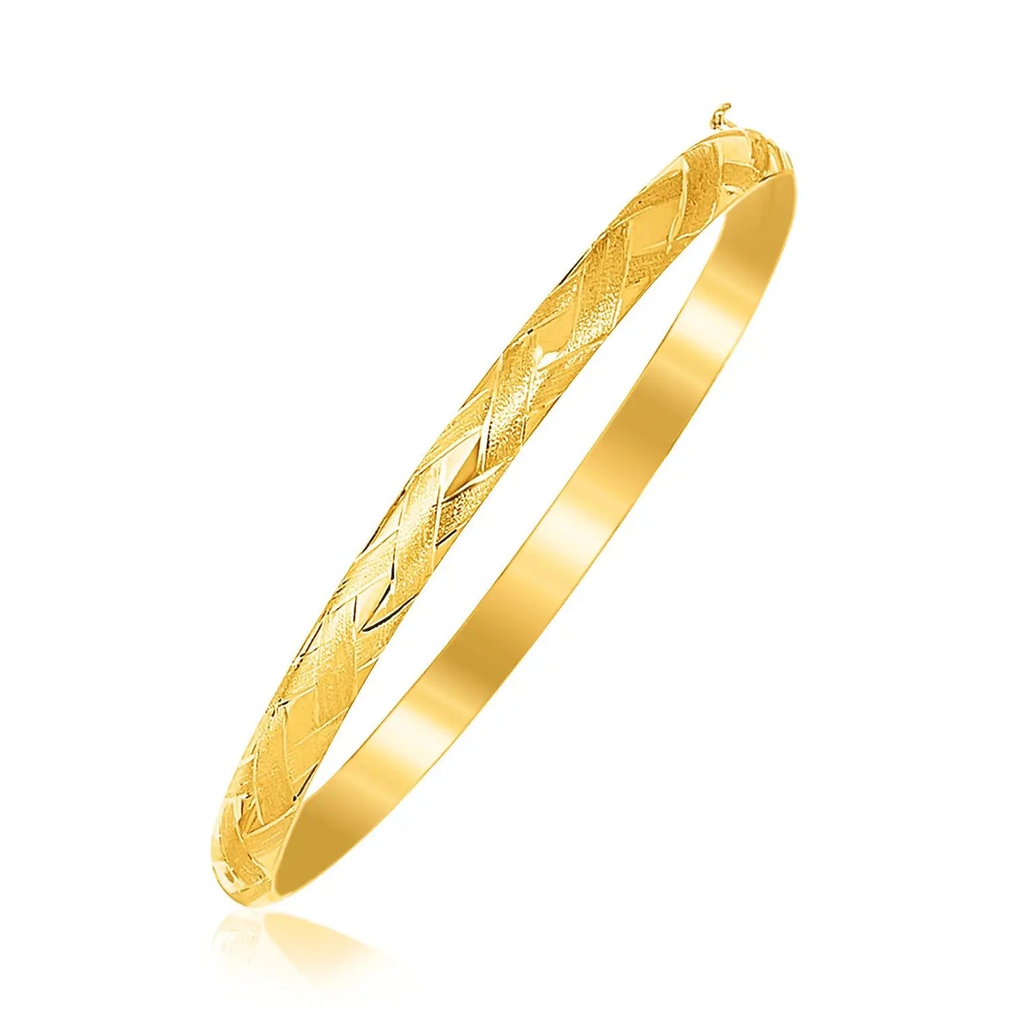 14k Yellow Gold Childrens Bangle with Diamond Cuts (5.50 mm) RCJ