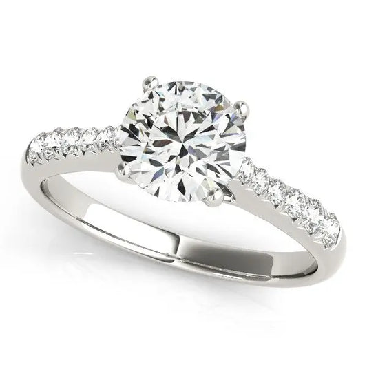 14k White Gold Round Cut Diamond Engagement Ring  (1 5/8 cttw) RCJ