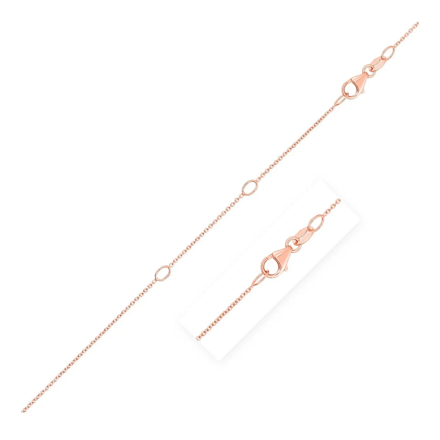 Double Extendable Cable Chain in 14k Rose Gold (0.97 mm) RCJ