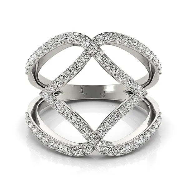 14k White Gold Entwined Design Diamond Dual Band Ring (3/4 cttw)Monde Trend