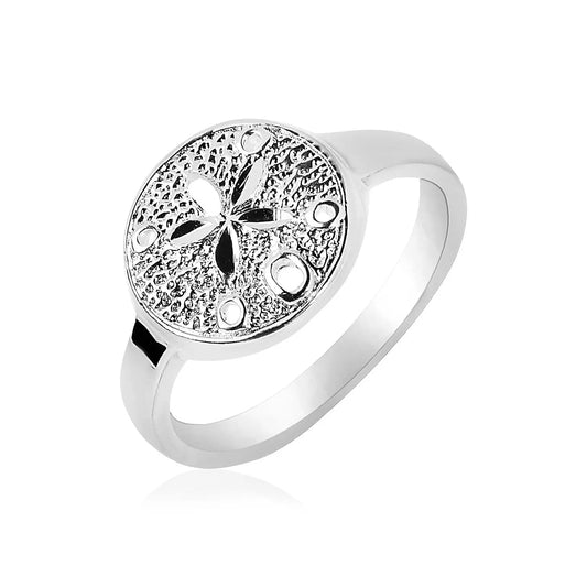 Sterling Silver Textured Sand Dollar Ring(2.50 mm) RCJ