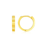 14k Yellow Gold Petite Round Hoop Earrings with Straight Texture RCJ