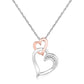 Sterling Silver Cascading Dual Heart Diamond Accented Pendant (.02 cttw) RCJ