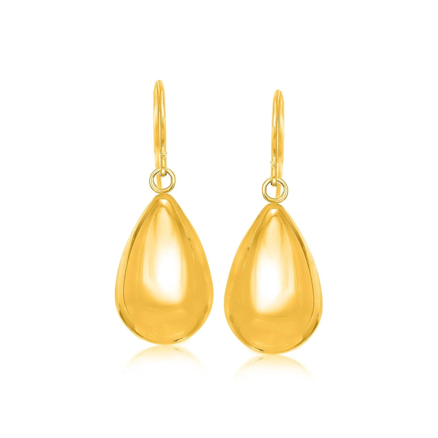 14k Yellow Gold Polished Teardrop Motif Drop Earrings RCJ