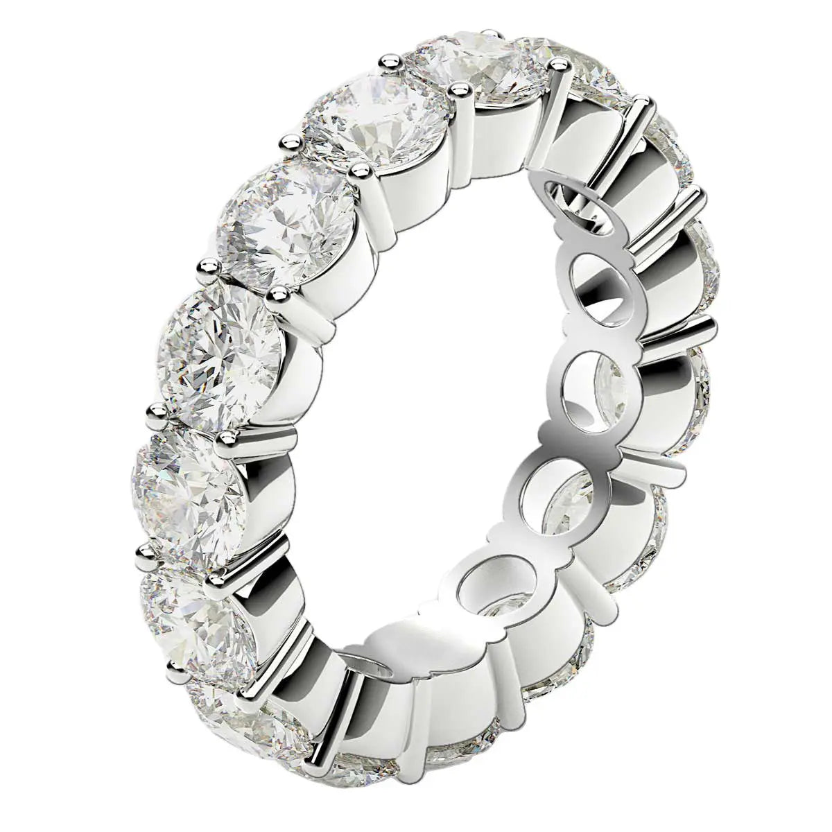 Round Cut Lab Grown Diamond Eternity Ring in 14k White Gold (5 cttw FG/VS2) RCJ