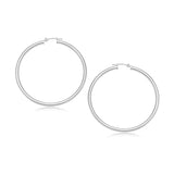 10k White Gold Polished Hoop Earrings (3x30mm)Monde Trend