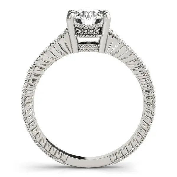 14k White Gold Round Antique Style Diamond Engagement Ring (1 1/8 cttw) RCJ