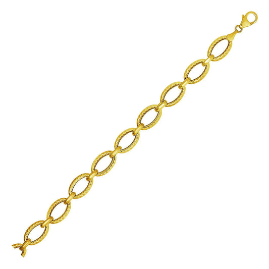 Textured Oval Link Bracelet in 14k Yellow Gold (8.60 mm) RCJ