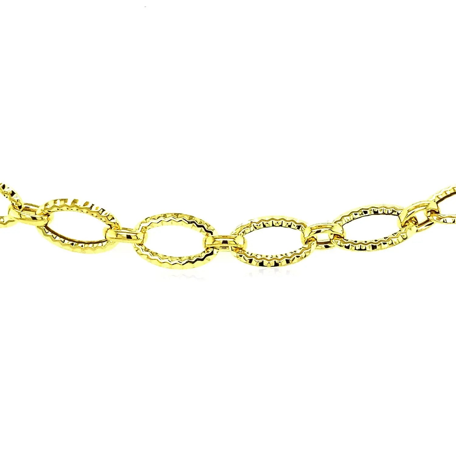 Textured Oval Link Bracelet in 14k Yellow Gold (8.60 mm) RCJ