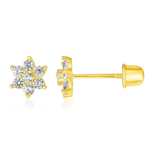 14k Yellow Gold Flower Childrens Earrings(5mm) RCJ