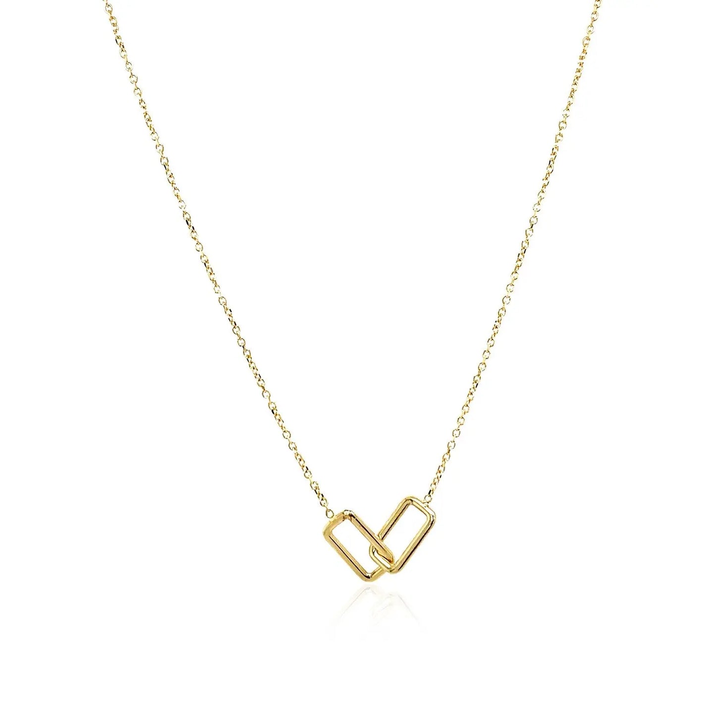 14k Yellow Gold Necklace with Interlocking Petite Rectangles RCJ