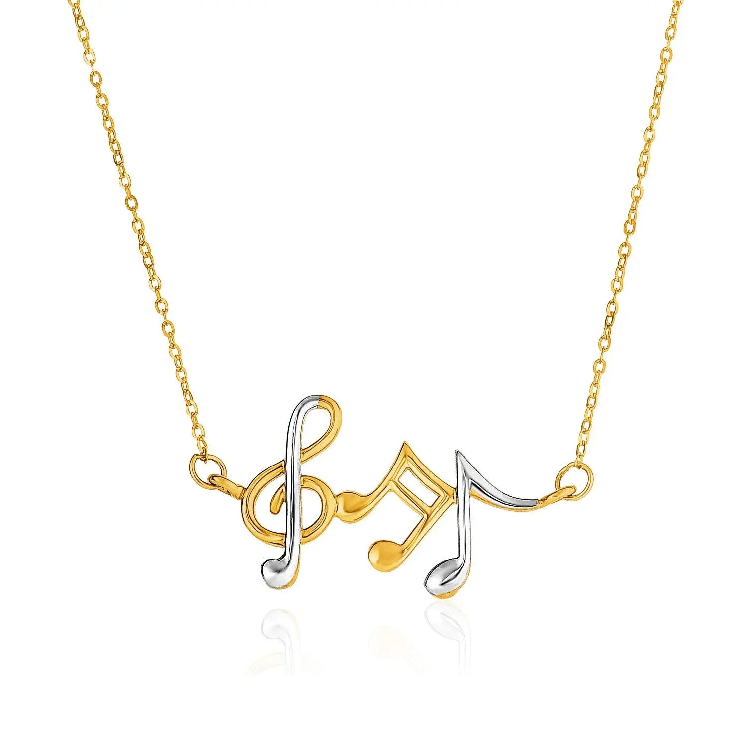 14k Two-Toned Yellow and White Gold Musical Notes NecklaceMonde Trend