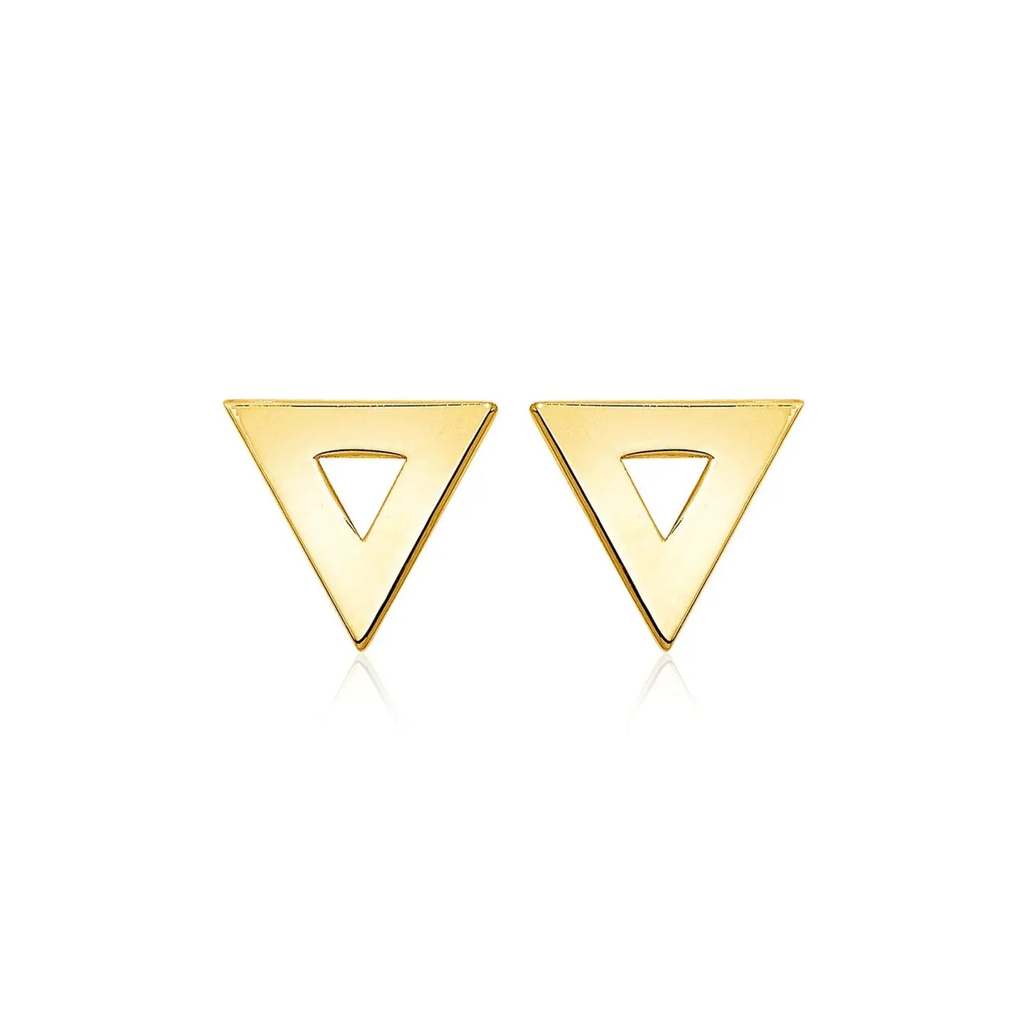 14k Yellow Gold Polished Open Triangle Post Earrings RCJ