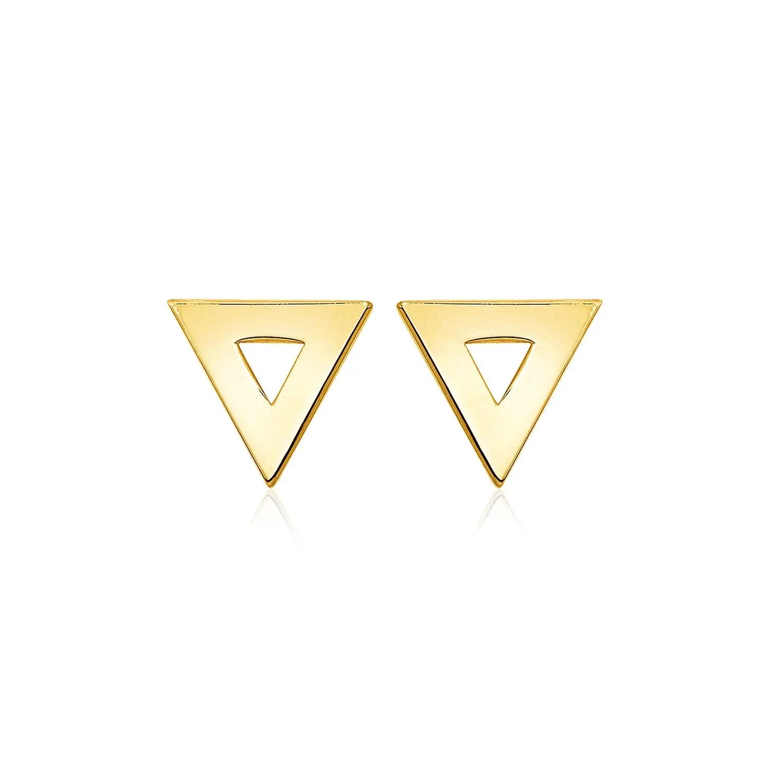 14k Yellow Gold Polished Open Triangle Post Earrings RCJ