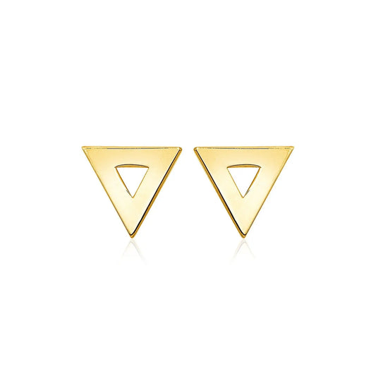 14k Yellow Gold Polished Open Triangle Post Earrings RCJ