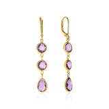 Drop Earrings with Round and Pear-Shaped Amethysts in 14k Yellow Gold RCJ