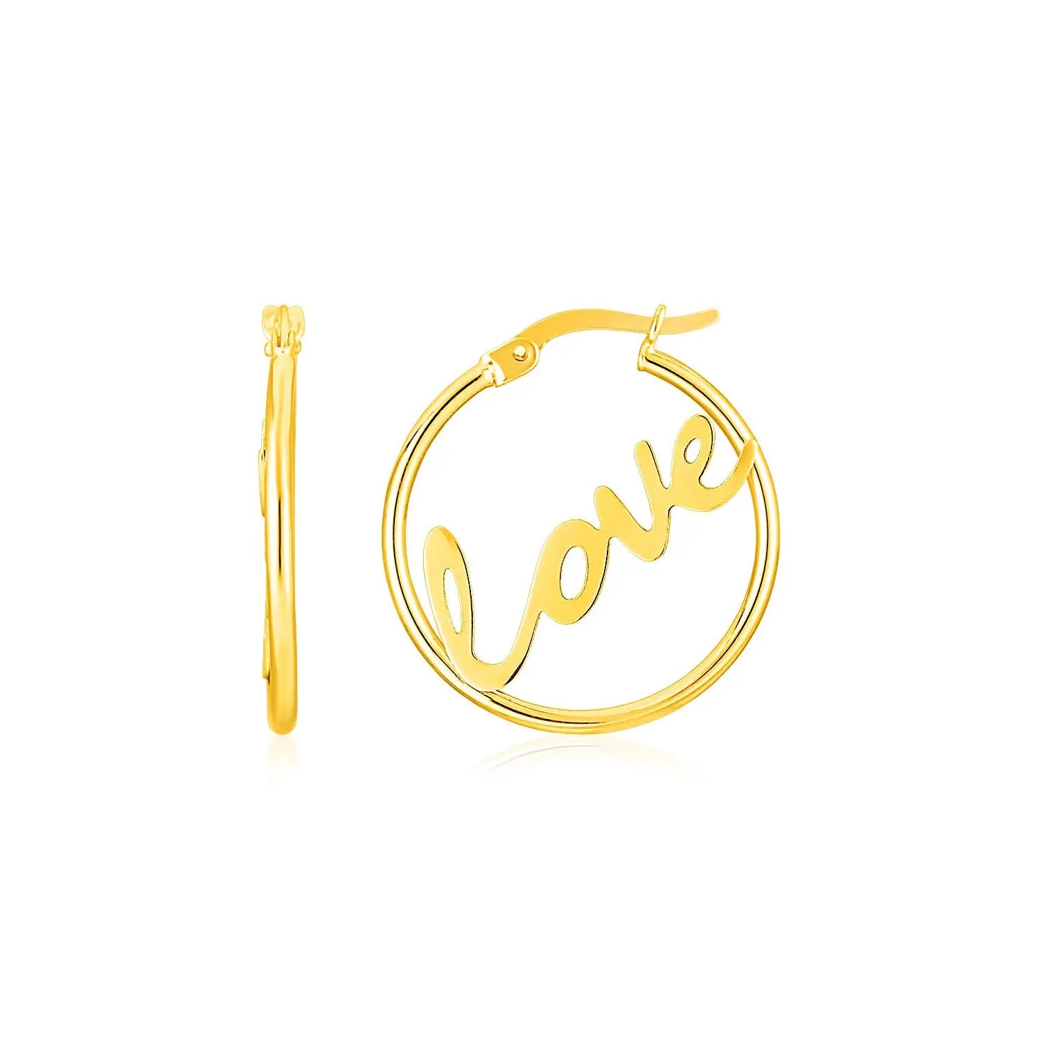 14K Yellow Gold Love Hoop Earrings RCJ