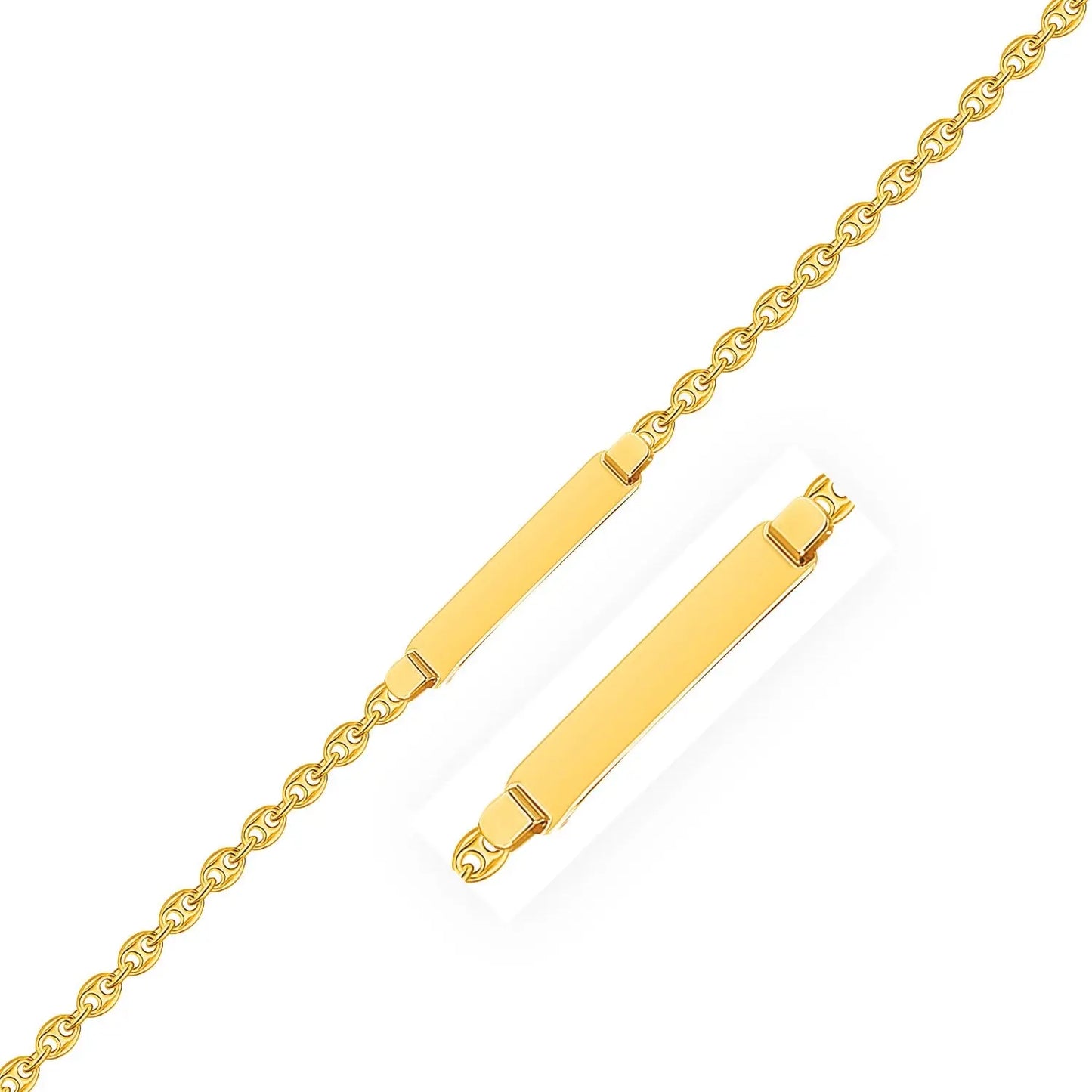 14k Yellow Gold Puffed Mariner Link Childrens ID Bracelet (3.30 mm) RCJ