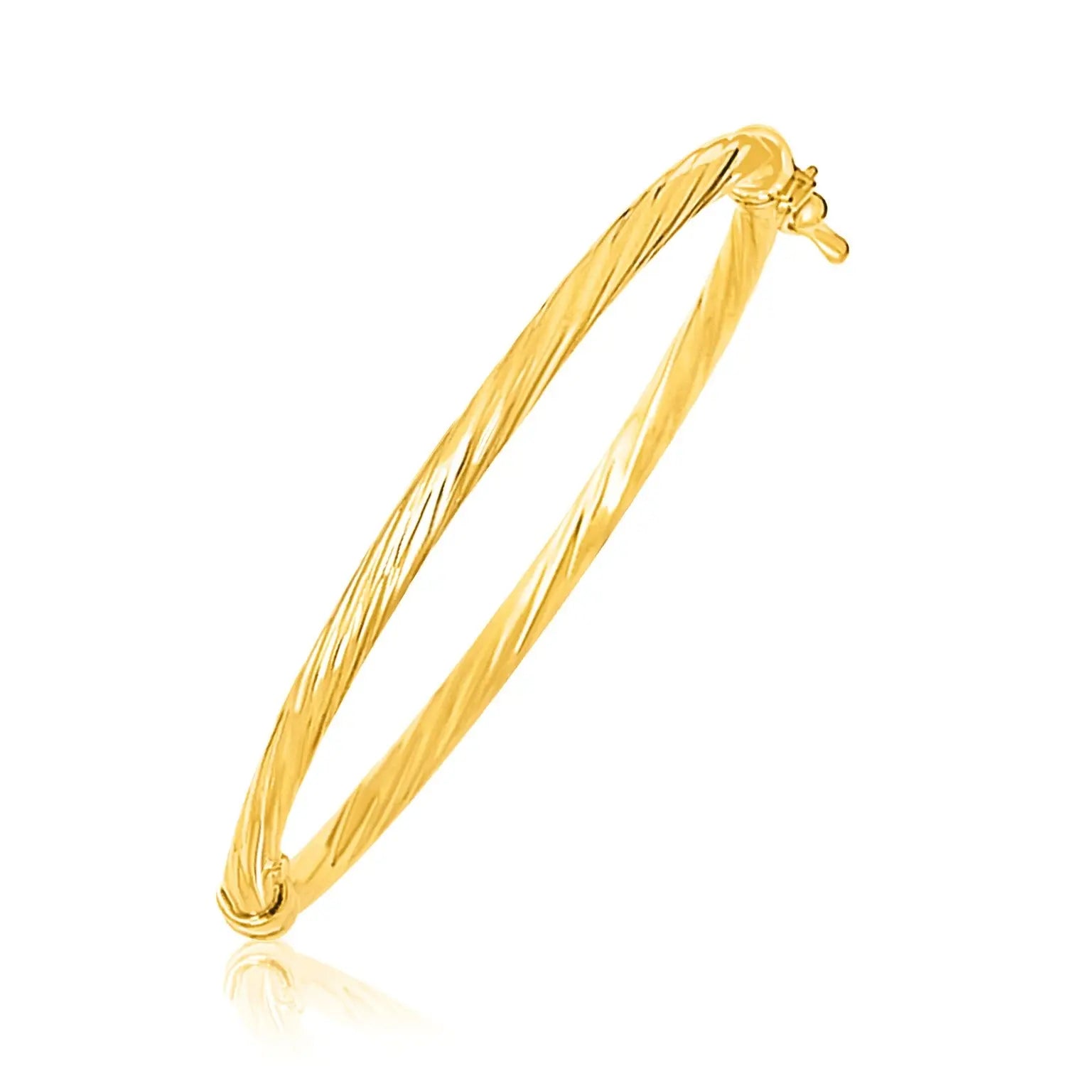 14k Yellow Gold Childrens Bangle with Spiral Motif Style (3.50 mm) RCJ