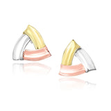 14k Tri-Color Gold Triangular Open Style Post EarringsMonde Trend