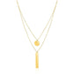 14k Yellow Gold 18 inch Two Strand Necklace with Circle and Bar Pendants RCJ