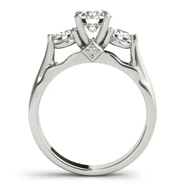 14k White Gold 3 Stone Prong Setting Diamond Engagement Ring (1 3/8 cttw)Monde Trend