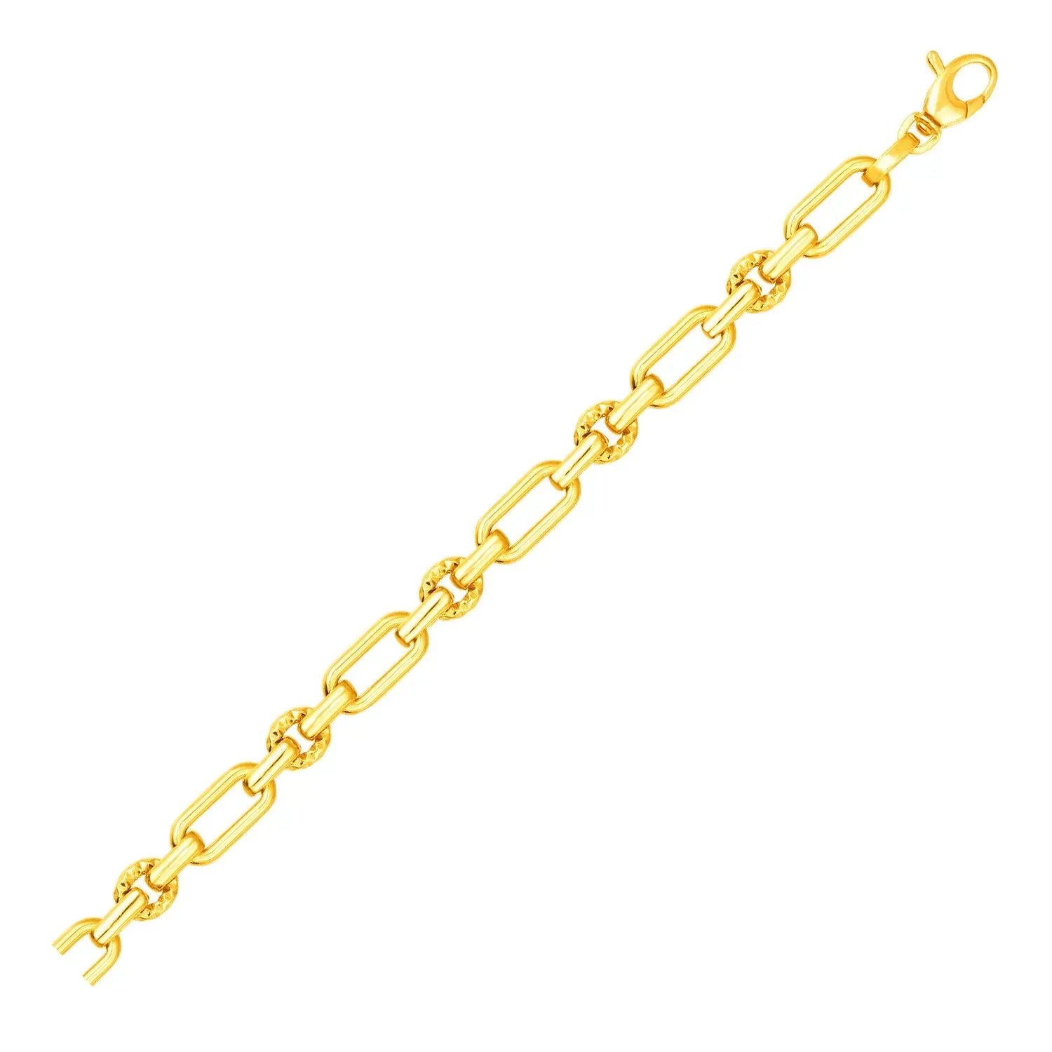 14k Yellow Gold Polished and Textured Link Bracelet (6.30 mm) RCJ