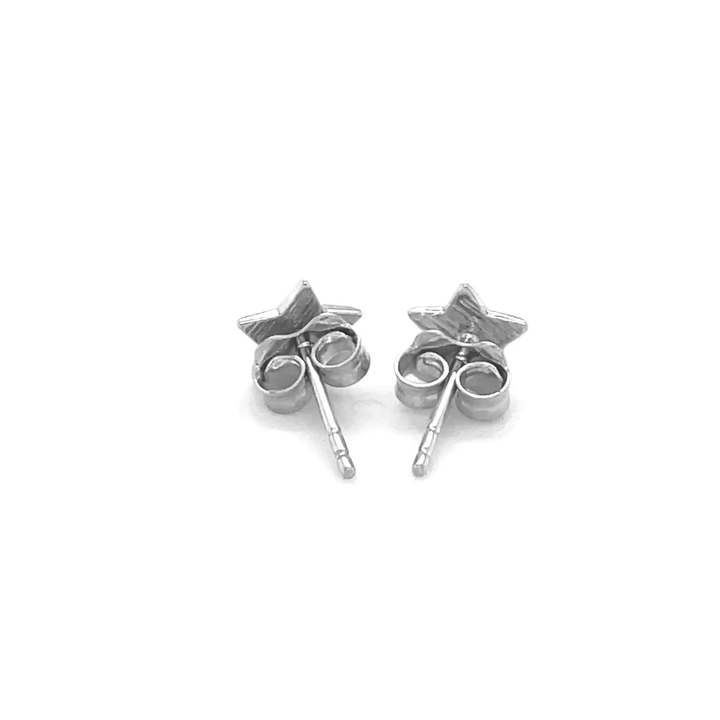 14k White Gold Post Earrings with Stars(6.5mm) RCJ