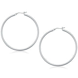 10k White Gold Polished Hoop Earrings (2x50mm)Monde Trend