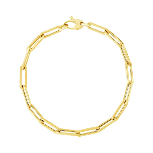 14K Yellow Gold Bold Paperclip Chain Bracelet (4.20 mm) RCJ